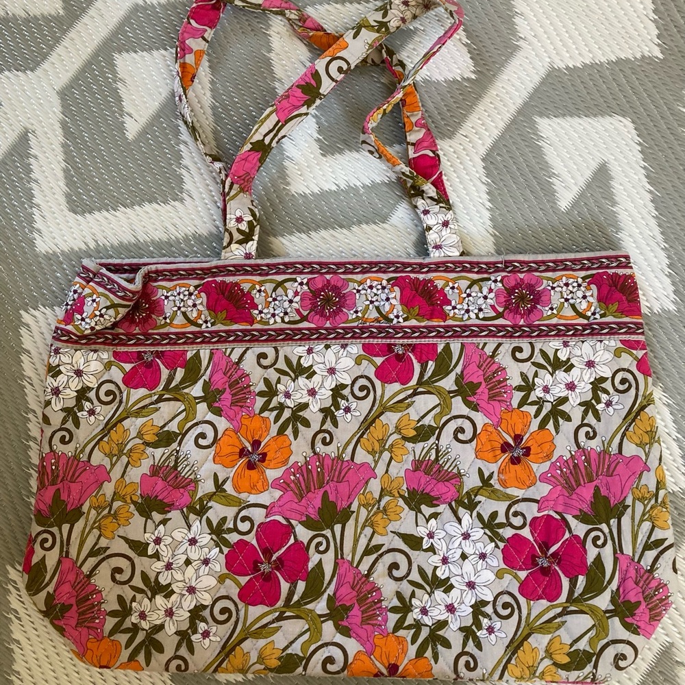 Vera Bradley floral link orange tote shoulder bag